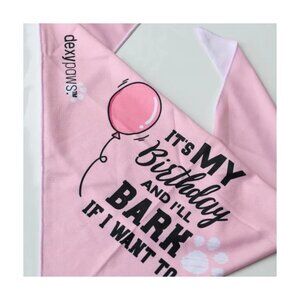 Dog Bandana "It's My Birthday I'll Bark If I Want To" Pink Sz S/M, New, Cooling